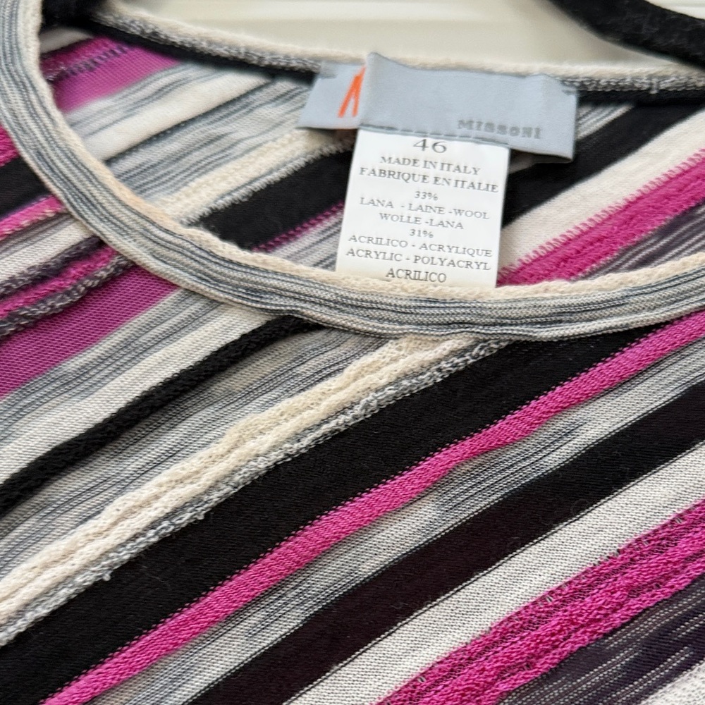 Missoni Vibrant Striped Long Sleeve Top - Pink, Black, Gray - Picture 4 of 7